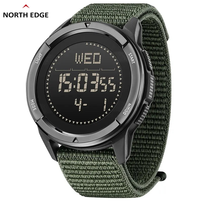 NORTH EDGE ALPS Men's Digital Carbon fiber Watch Shock Militray Sports Super Light Outdoor Compass Waterproof 50M Wristwatches-EXPROTAS
