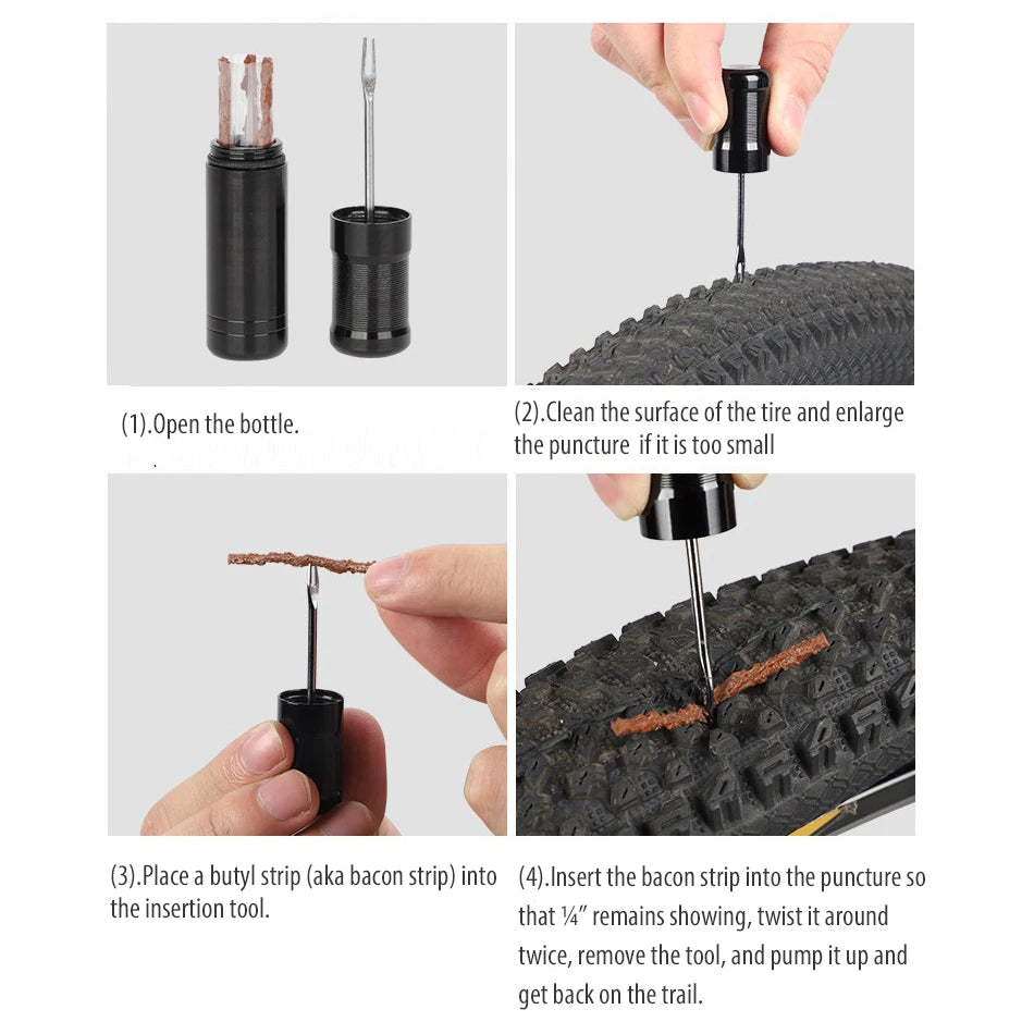 Bike Tubeless Tire Repair Slug Plug Rubber Bacon Strips for MTB Puncture