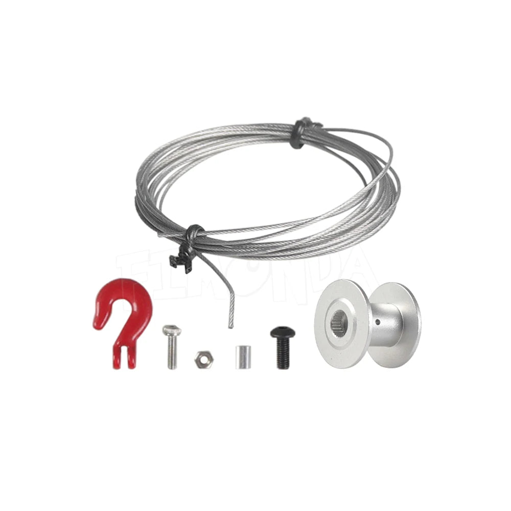 25T Servo Winch Wheel for 1/10 RC Crawler Parts Metal Spool Steering Hook