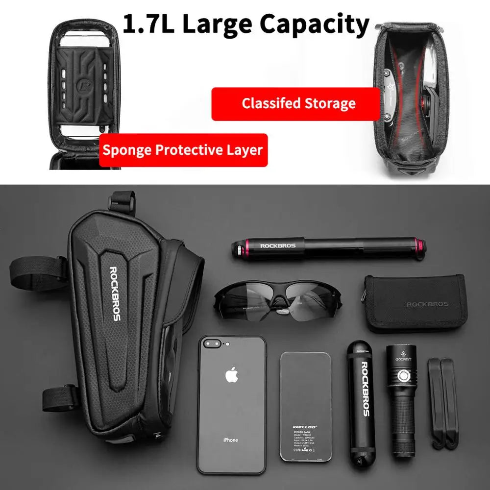 Bike Bag Waterproof Phone Holder Front Tube Frame MTB Cycling Accessory