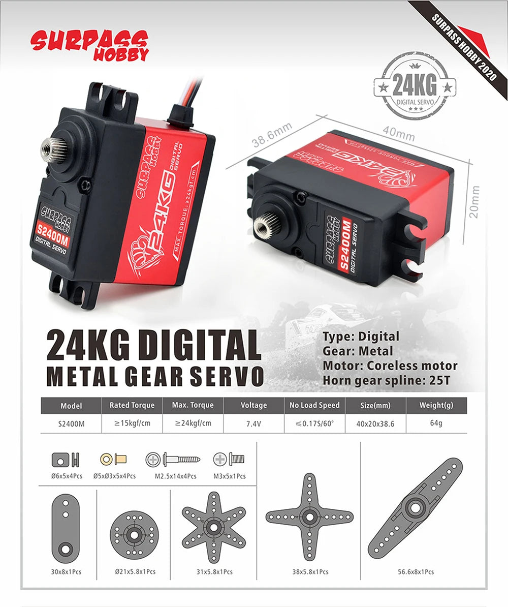High Speed Metal Gear RC Servo for 1/10 Car (15-30kg Torque Options)