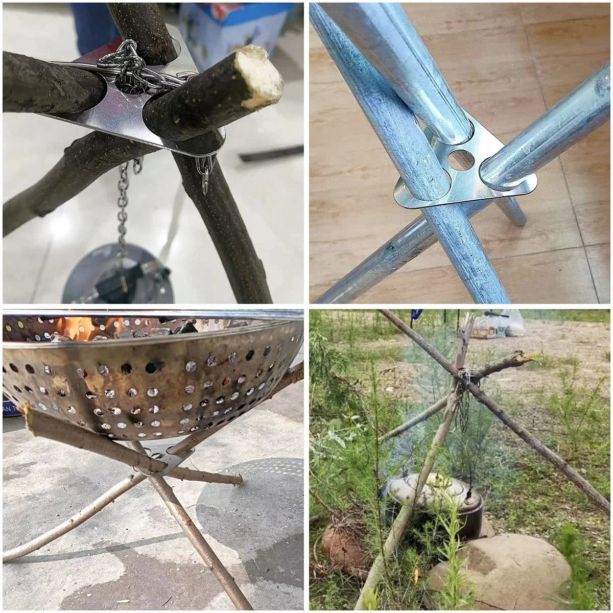 Camping Tripod Rack Detachable Outdoor Cooking Campfire Grill Equipment
