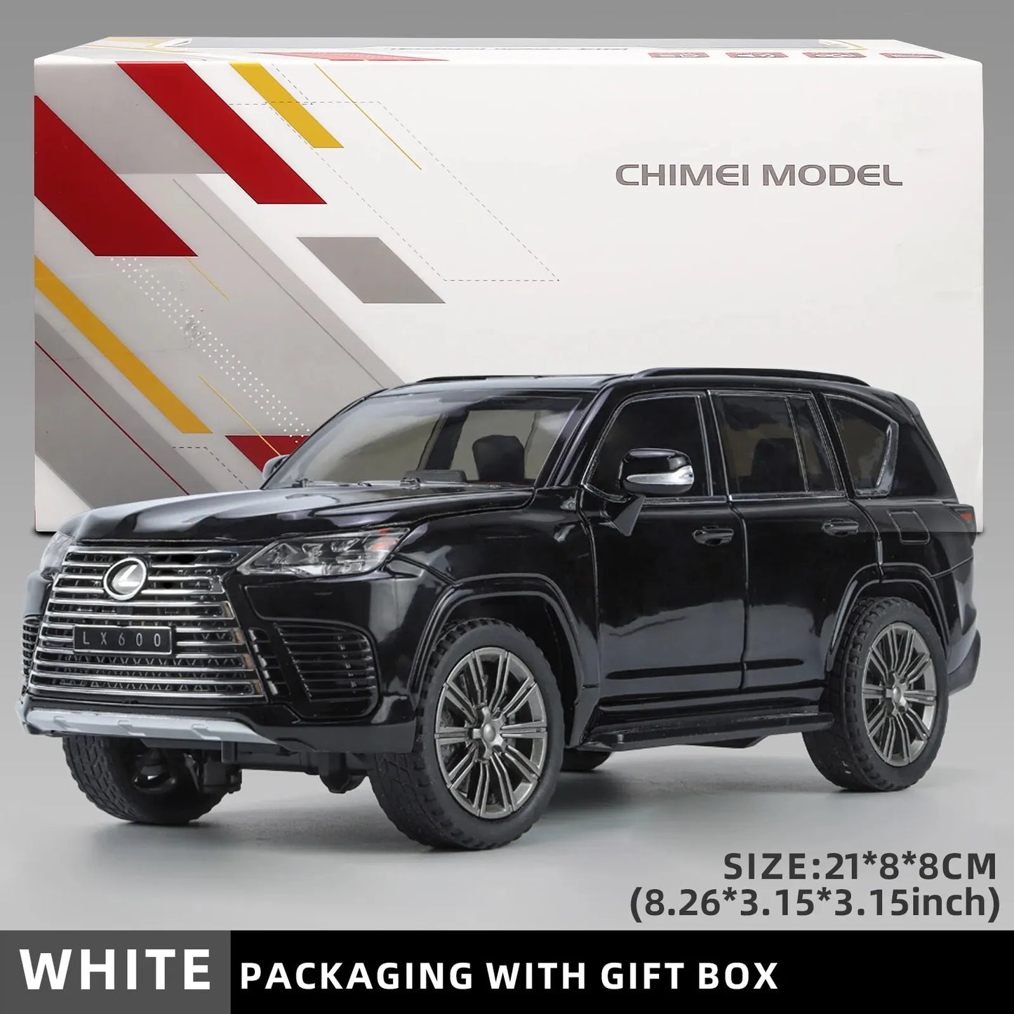 1:24 LX600 Off-Road in Luxury SUV Model Car, Zinc Alloy Pull Back Toy Car with Sound and Light for Kids Boy Girl Gift