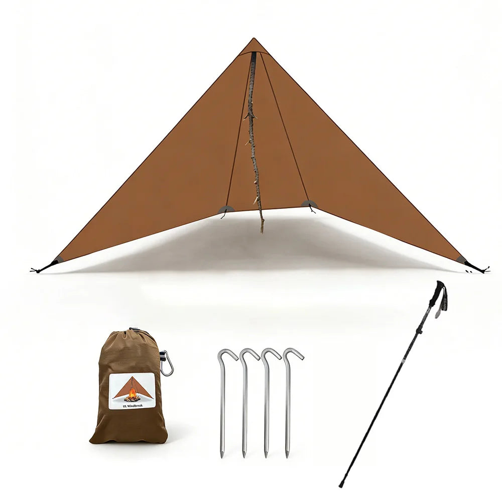 Ultralight Camping Wind Screen 20D Nylon Flame Retardant Privacy Tarp 1.9x1.1m