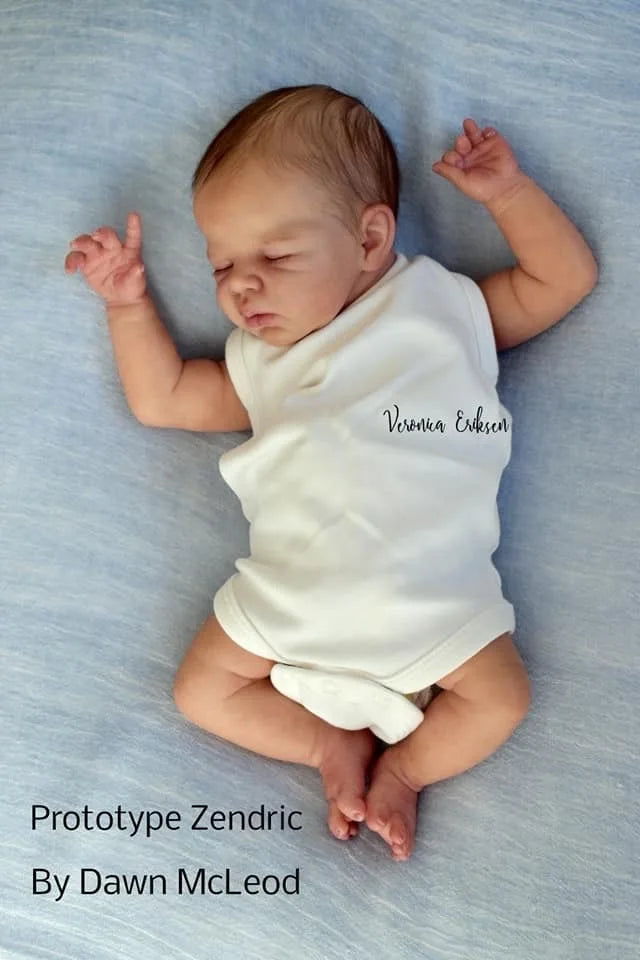 16" Reborn Baby Doll Kit Zendric 3D Painted Skin Parts Mold with Cloth Body