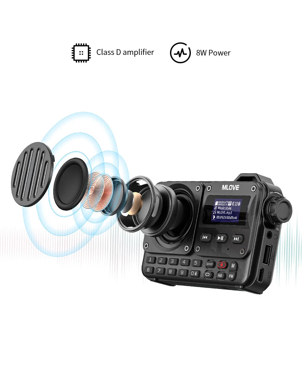 MLOVE BV800 Super-Portable Bluetooth Speaker with FM Radio,LCD Screen Display, Antenna, AUX Input, USB Disk, TF Card, MP3 Player-EXPROTAS