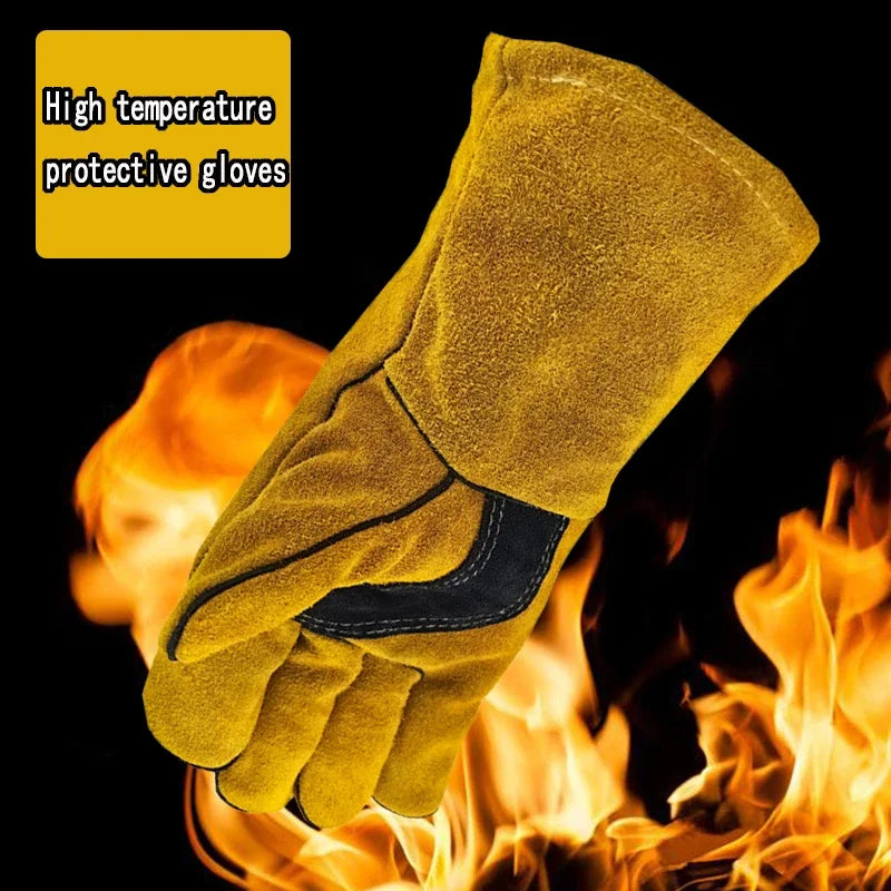 Fire Leather Gloves Heavy Duty Welding Heat Resistant Wood Burner Stoves