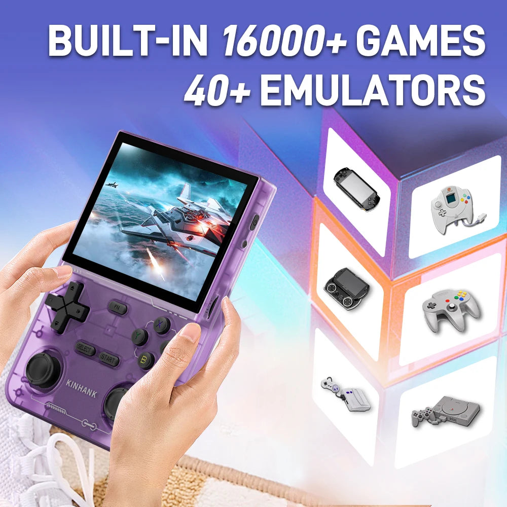 KINHANK Open Source K36 Retro Handheld Video Game Console 16000 Games Emulator for PS1/PSP/DC/N64/SS 500nit 3.5 Inch IPS Screen-EXPROTAS