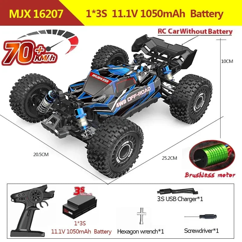 Hyper Go MJX 16208 16207 16209 16210 1/16 4WD RC Car 70KM/H Brushless RC Racing Car Remote Control Cars Off-Road Truck Toys-EXPROTAS
