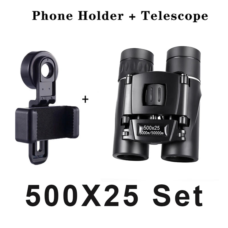 500x25 HD Zoom Binoculars Folding Long Distance Hunting Camping Outdoor Optics