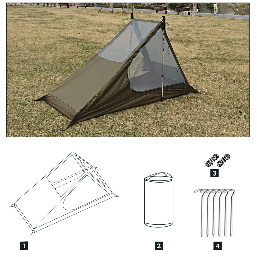 Ultralight 1-Person Mesh Tent Quick Setup Camping Trekking Shelter