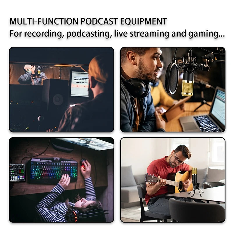 DJ Equipment Microphone Sound Card Console Studio Sound Card Kit Cable Phone Mixing Computer Live Voice Mixer F998 Sound Card-EXPROTAS