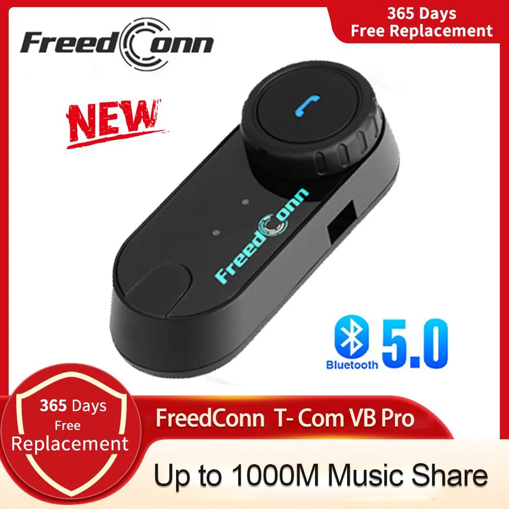 FreedConn T-COM VB Bluetooth Motorcycle Intercom Helmet Headset Stereo FM Music Share