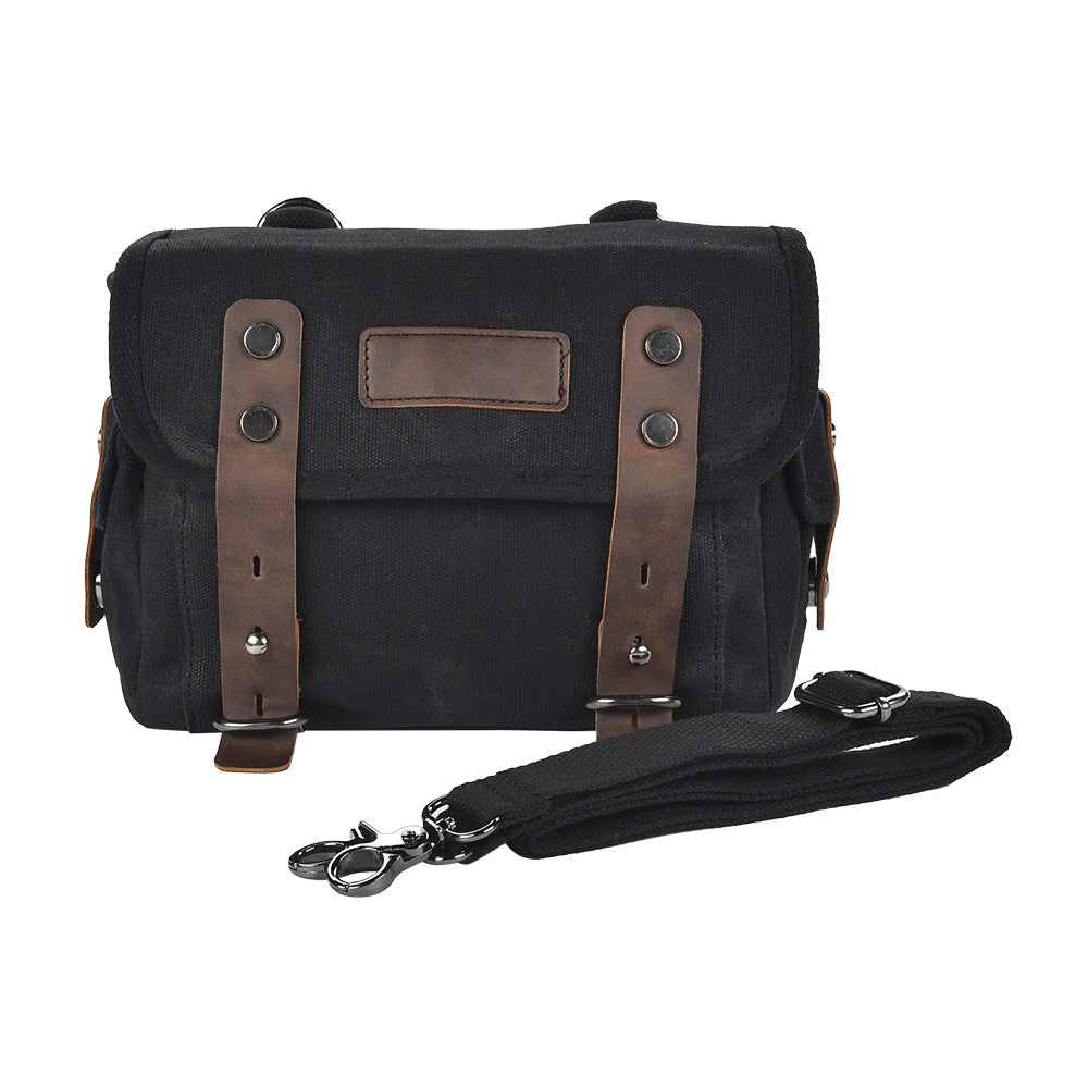 Waxed Canvas Motorcycle Saddlebag Waterproof Vintage Retro Side Bag - EXPROTAS