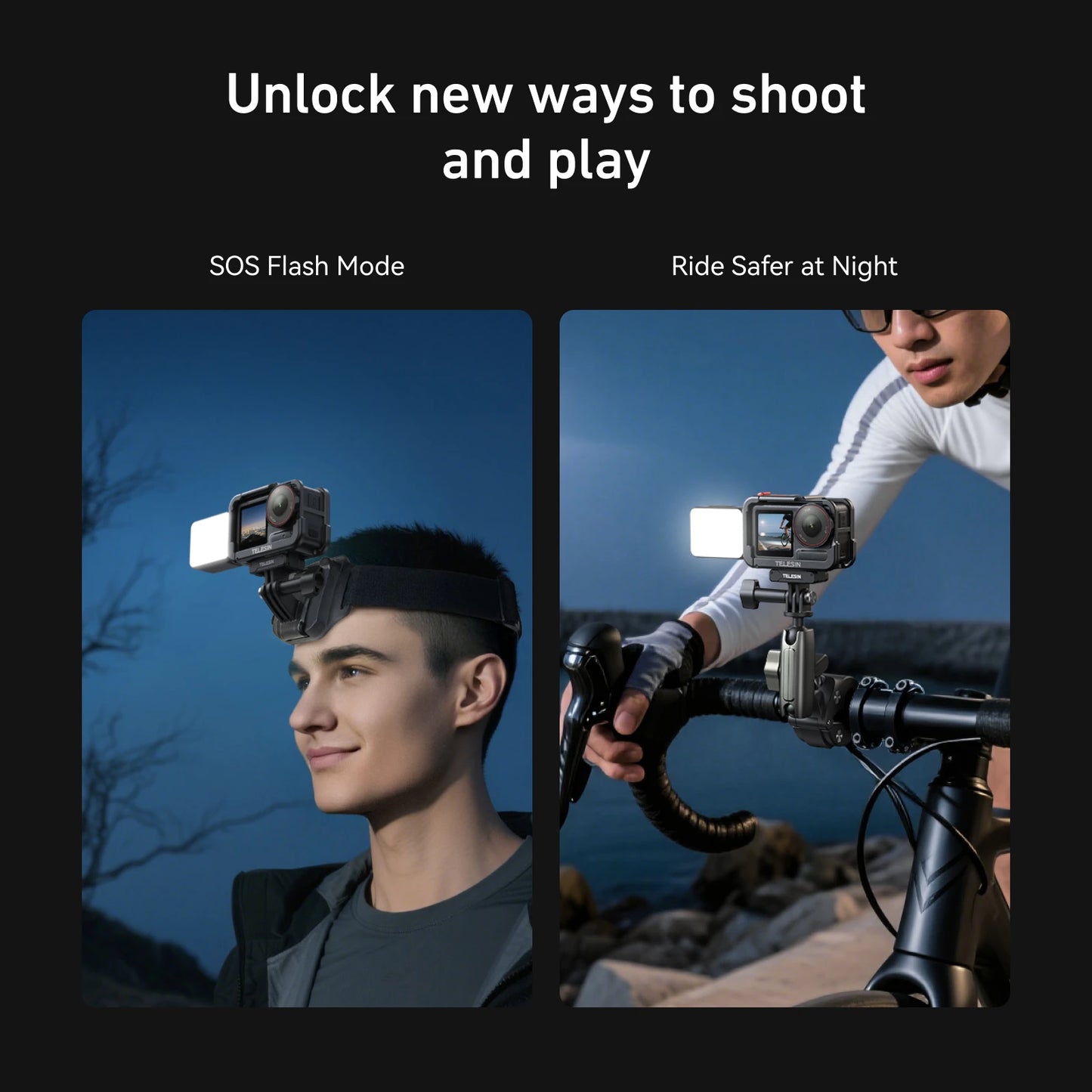 TELESIN Mini LED Vlogging Fill Light, Quick Release Waterproof Selfie for DJI Osmo Action 5/4/3/2