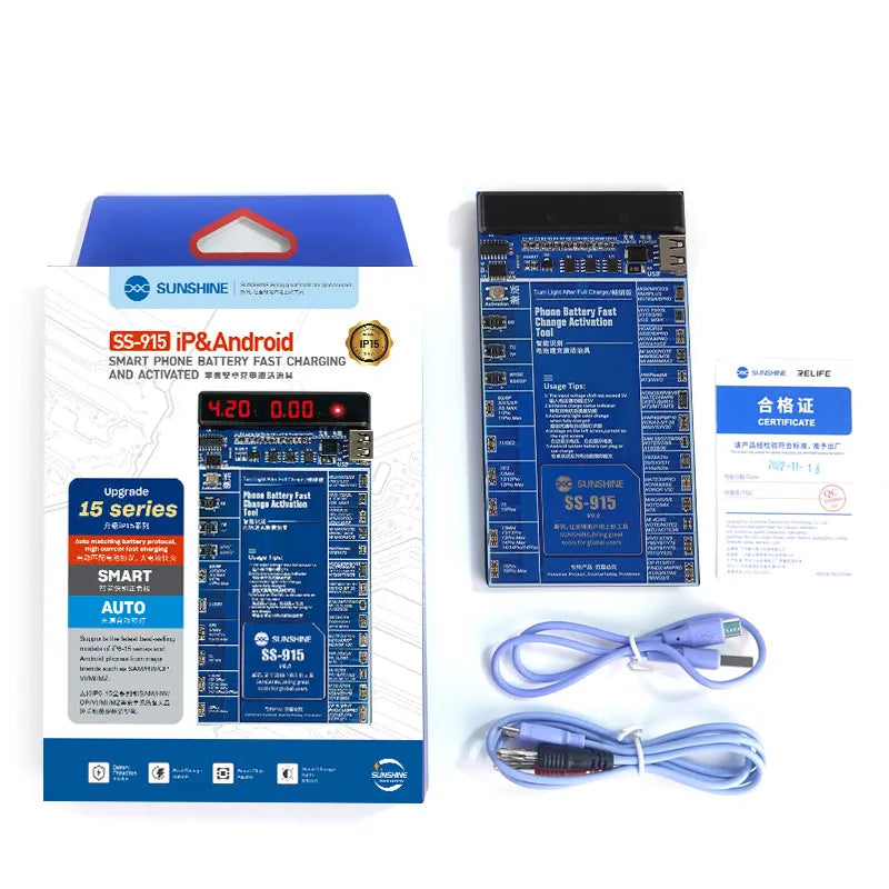 SUNSHINE SS-915 V9.0 IP Android Battery Activation Charging Board for 6G-15ProMax Huawei VOVI Activated Fast Charging Tool-EXPROTAS