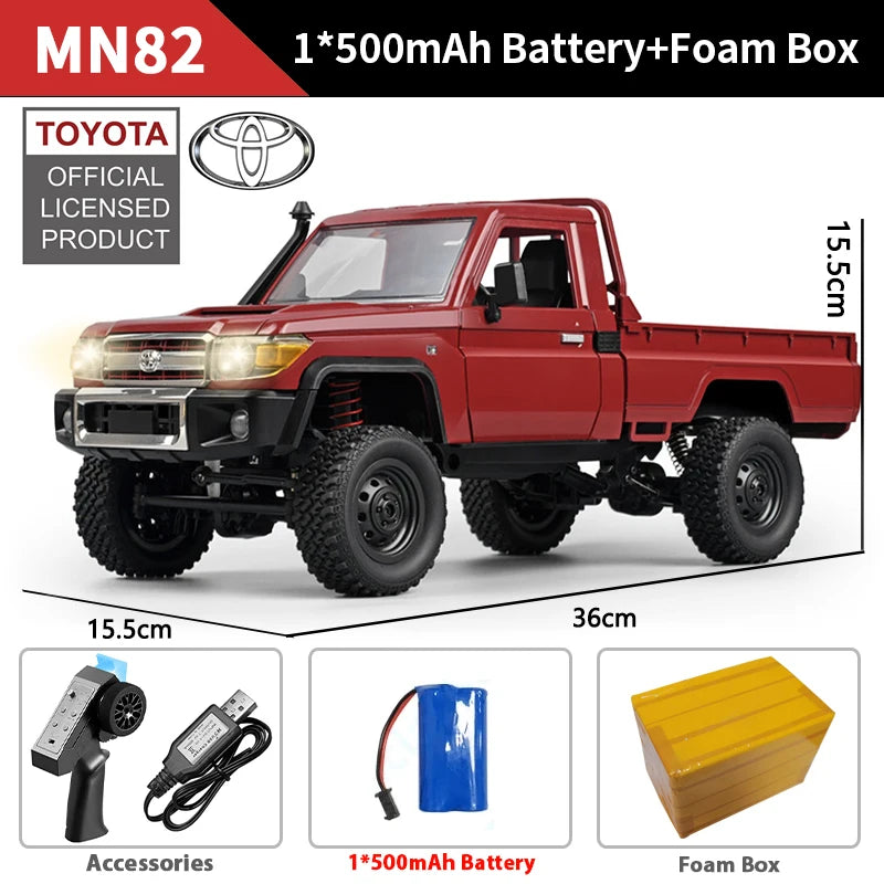ZWN 1:12 1:16 Retro RC Car 4WD Pickup Truck LED Light Remote Control Model Toy