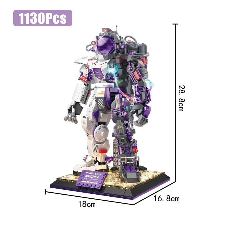City Purple Space Astronaut Robot Model Building Blocks Aerospace Spaceman Mecha With Lights MOC Bricks Education Toys Kids Gift-EXPROTAS