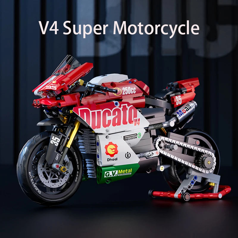 Technic Series Motorcycle V4 Building Blocks Set Super Motorbike Model Kit Technical Racing Kids Assembled Toys Gifts For Boys-EXPROTAS
