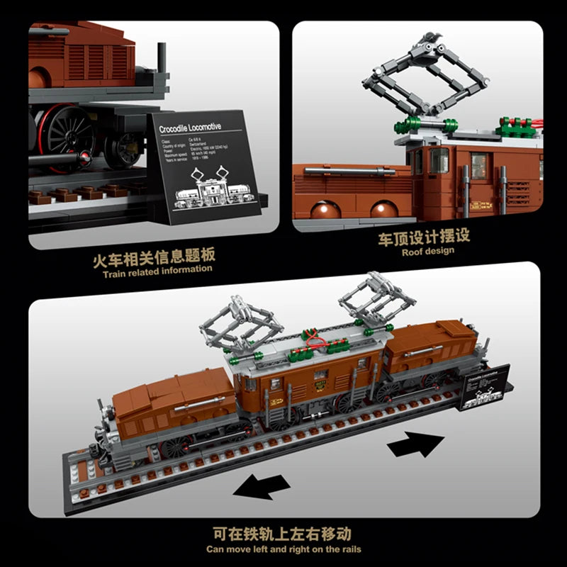 Creative Expert Crocodile Locomotive Building Blocks Trains Tracks Car Model Compatible 10277 Bricks Toys For Children Gifts-EXPROTAS