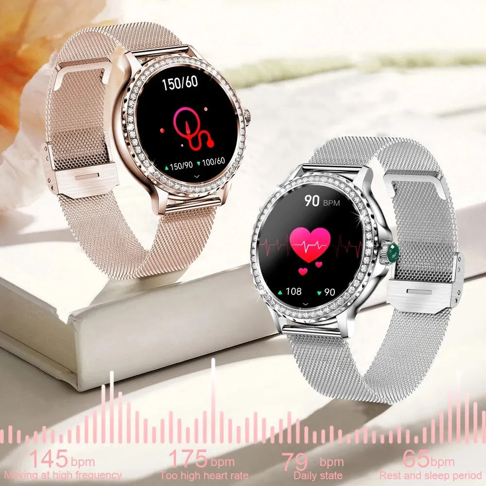 MEVADEN Rosegold Smart Watch For Lady Bluetooth Call 100+Sports Mode Fitness Women Smartwatch DIY Dials For IOS Android NX19-EXPROTAS