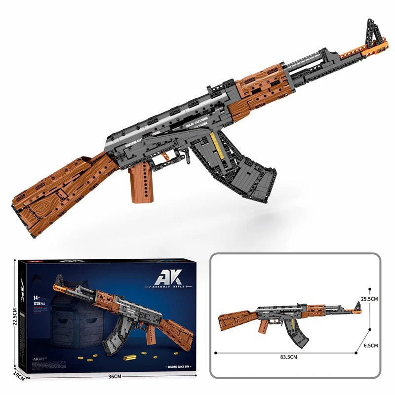 AK47 Assault Rifle Model Building Blocks Military Army Weapon Shootable Imitation Gun Bricks Children’s Holiday Gifts DIY Toys-EXPROTAS