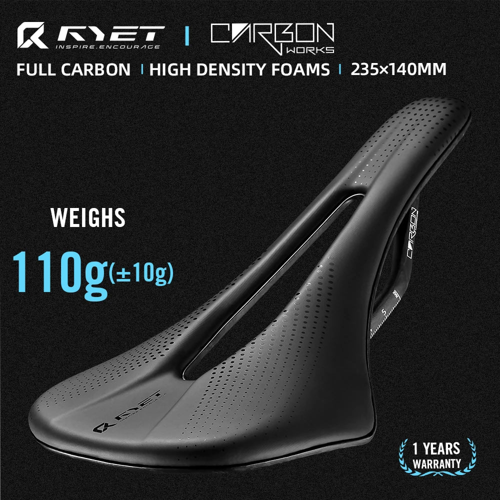 RYET 3D Carbon Bike Saddle | 140/143mm MTB Racing Lightweight Seat Cushion