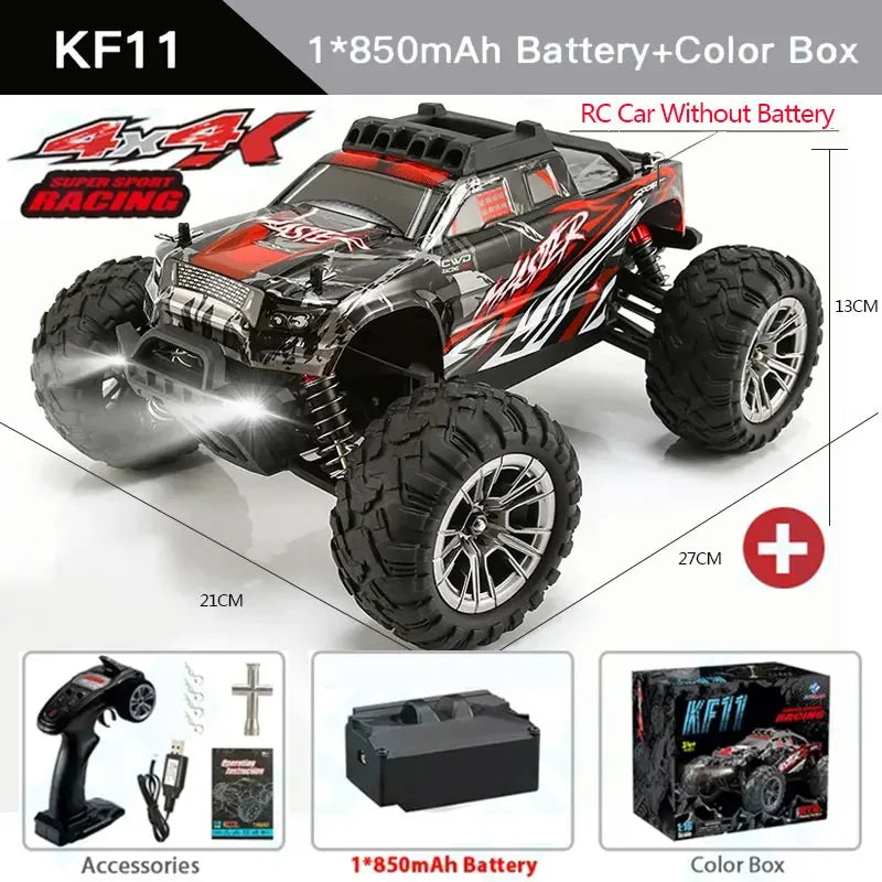 KF18 1:14 4WD RC Car Off-Road Racing High Speed Brushless Motor 2.4G Remote Control Cars Truck 75km/H Truck With LED Light Toy-EXPROTAS