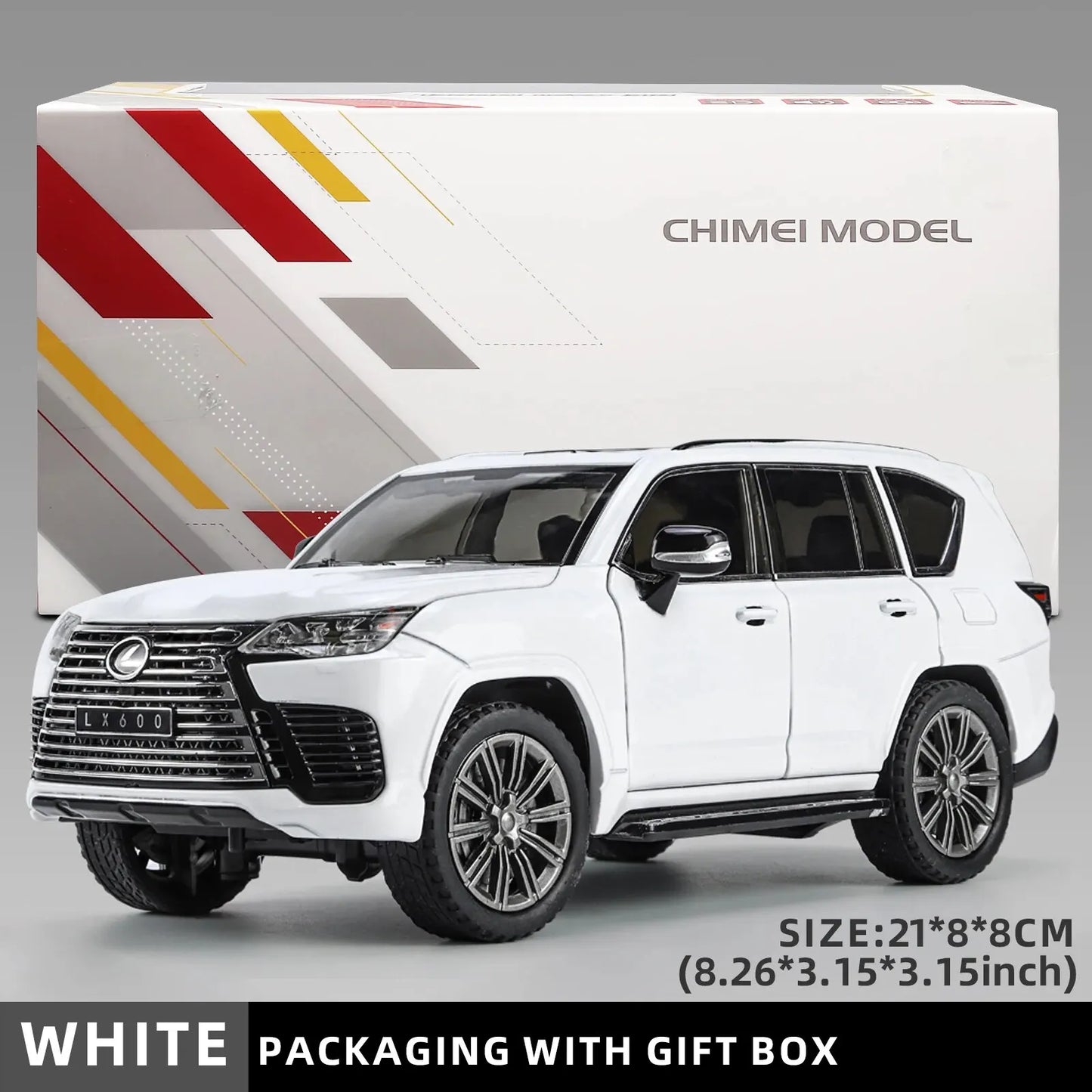 1:24 LX600 Off-Road in Luxury SUV Model Car, Zinc Alloy Pull Back Toy Car with Sound and Light for Kids Boy Girl Gift