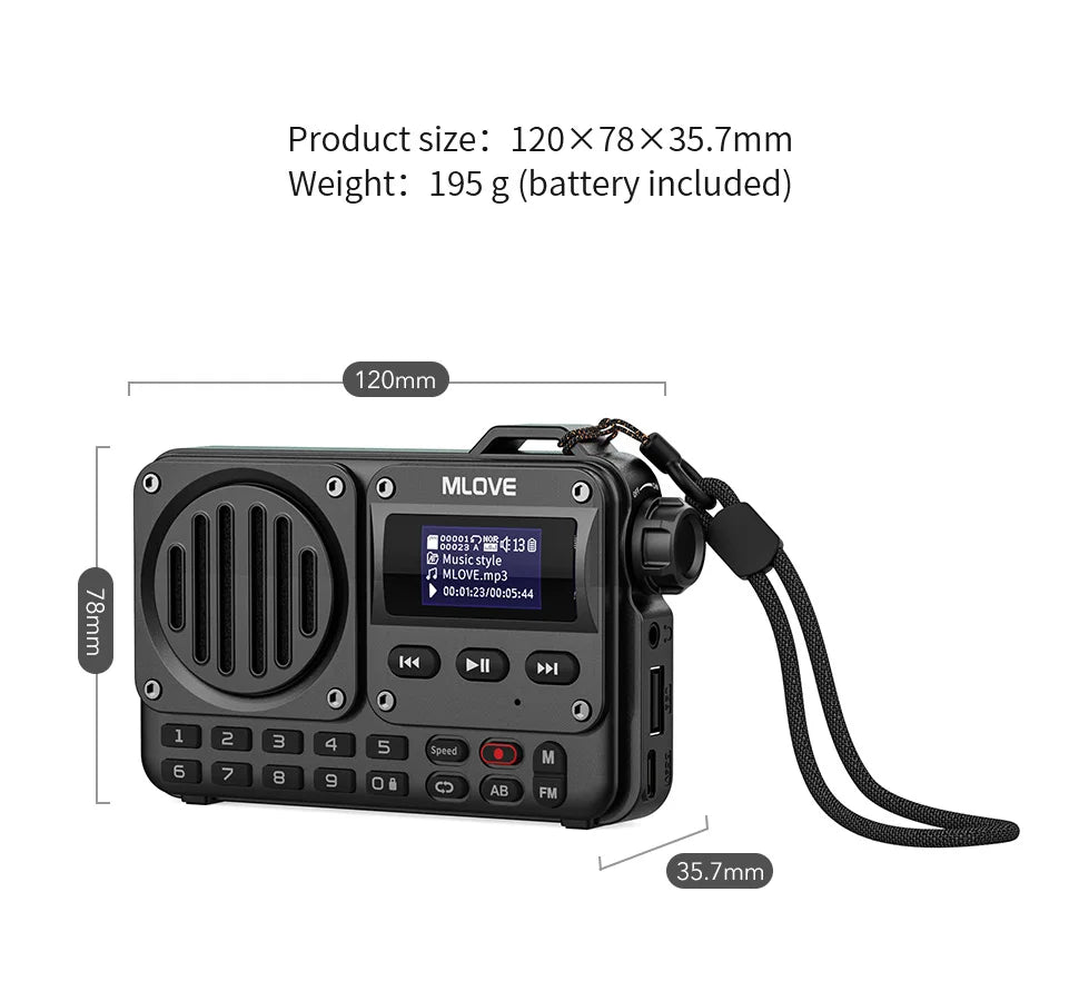 MLOVE BV800 Super-Portable Bluetooth Speaker with FM Radio,LCD Screen Display, Antenna, AUX Input, USB Disk, TF Card, MP3 Player-EXPROTAS