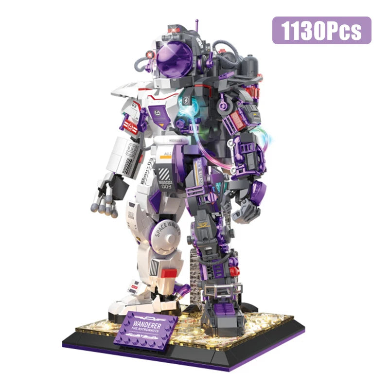 City Purple Space Astronaut Robot Model Building Blocks Aerospace Spaceman Mecha With Lights MOC Bricks Education Toys Kids Gift-EXPROTAS