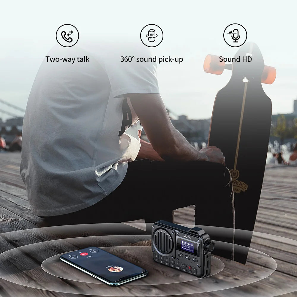 MLOVE BV800 Super-Portable Bluetooth Speaker with FM Radio,LCD Screen Display, Antenna, AUX Input, USB Disk, TF Card, MP3 Player-EXPROTAS