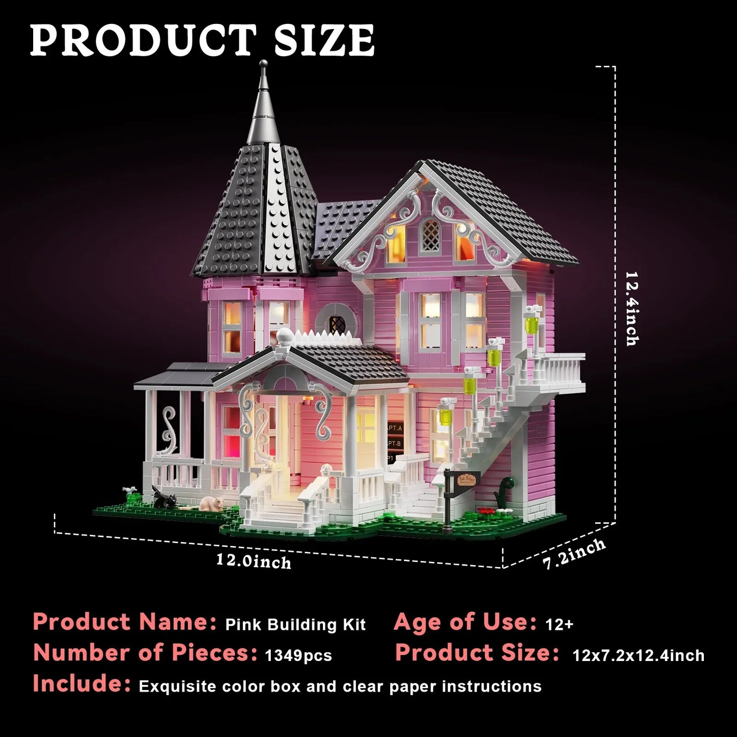1349 PCS Coralines Building Block Set Pink Palace Model Apartment Ideas Movie Architecture Toy for Boys and Girls Christmas Gift-EXPROTAS