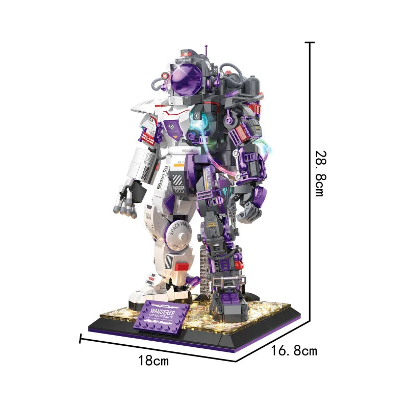 City Purple Space Astronaut Robot Model Building Blocks Aerospace Spaceman Mecha With Lights MOC Bricks Education Toys Kids Gift-EXPROTAS
