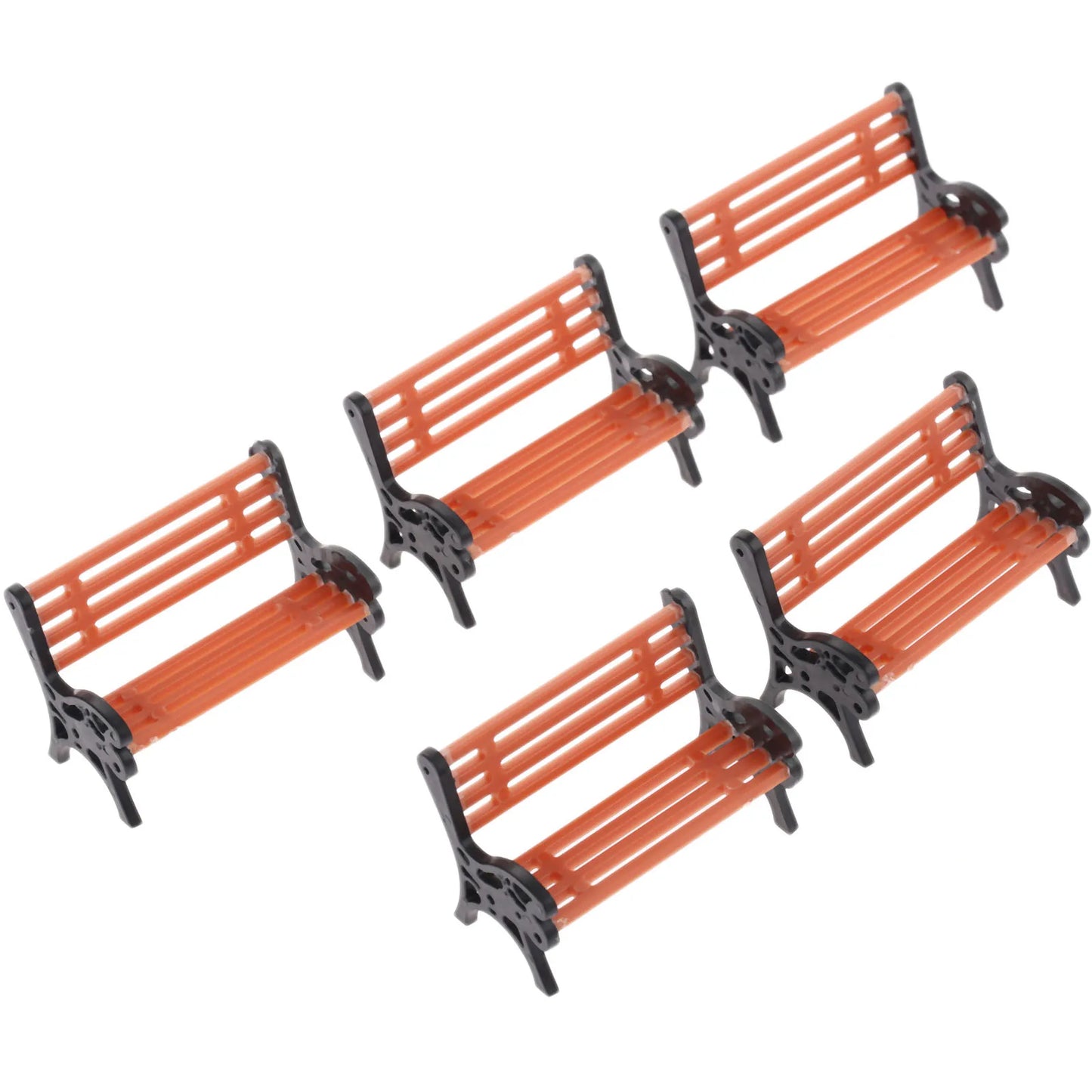 5PCS Mini Garden Ornament 1:30 Scale Park Bench Model Decor