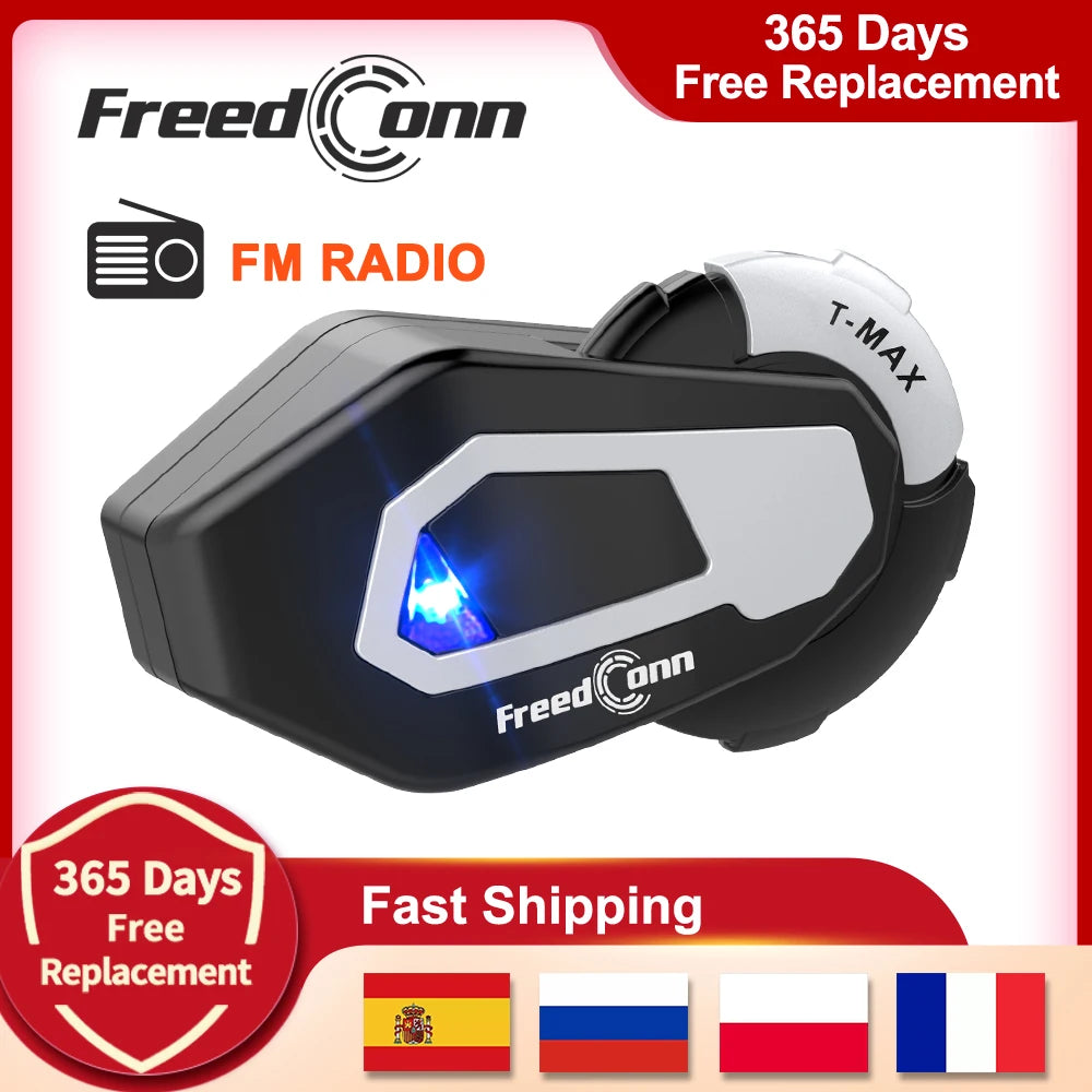 FreedConn T Max Motorcycle Helmet Bluetooth Intercom 6 Riders FM Waterproof