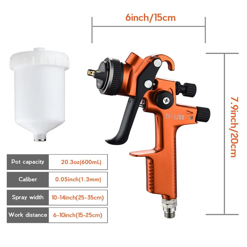 Professional Spay Gun 1.3mm Nozzle Gravity Airbrush For Painting Car Aerograph Pneumatic Gun TV1200-EXPROTAS