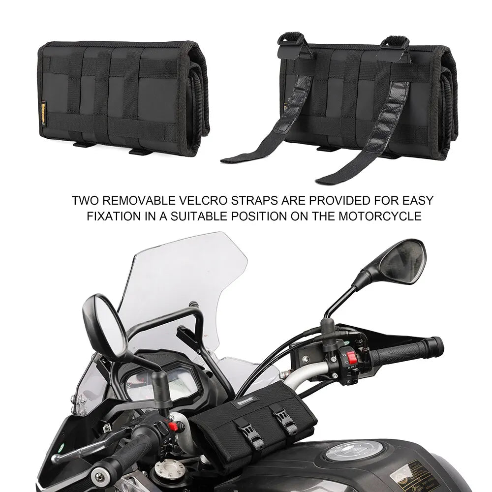 Rhinowalk Motorcycle Tool Roll Bag Portable Motor Saddlebags Side Tool Storage Bag Pouch Outdoor Travel Repair Working Tool-EXPROTAS