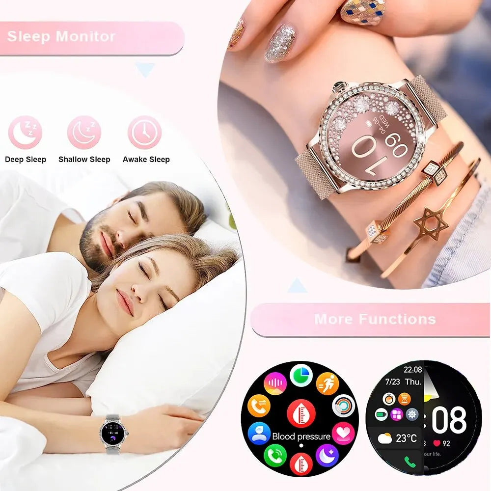 MEVADEN Rosegold Smart Watch For Lady Bluetooth Call 100+Sports Mode Fitness Women Smartwatch DIY Dials For IOS Android NX19-EXPROTAS
