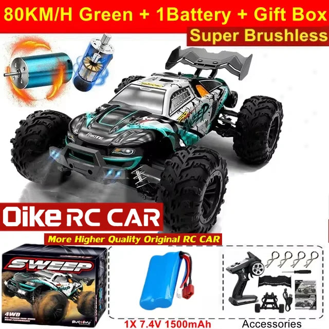 RC Remote Control Drift Car 4WD 50KM/H 80KM/H LED Lights Racing Toy