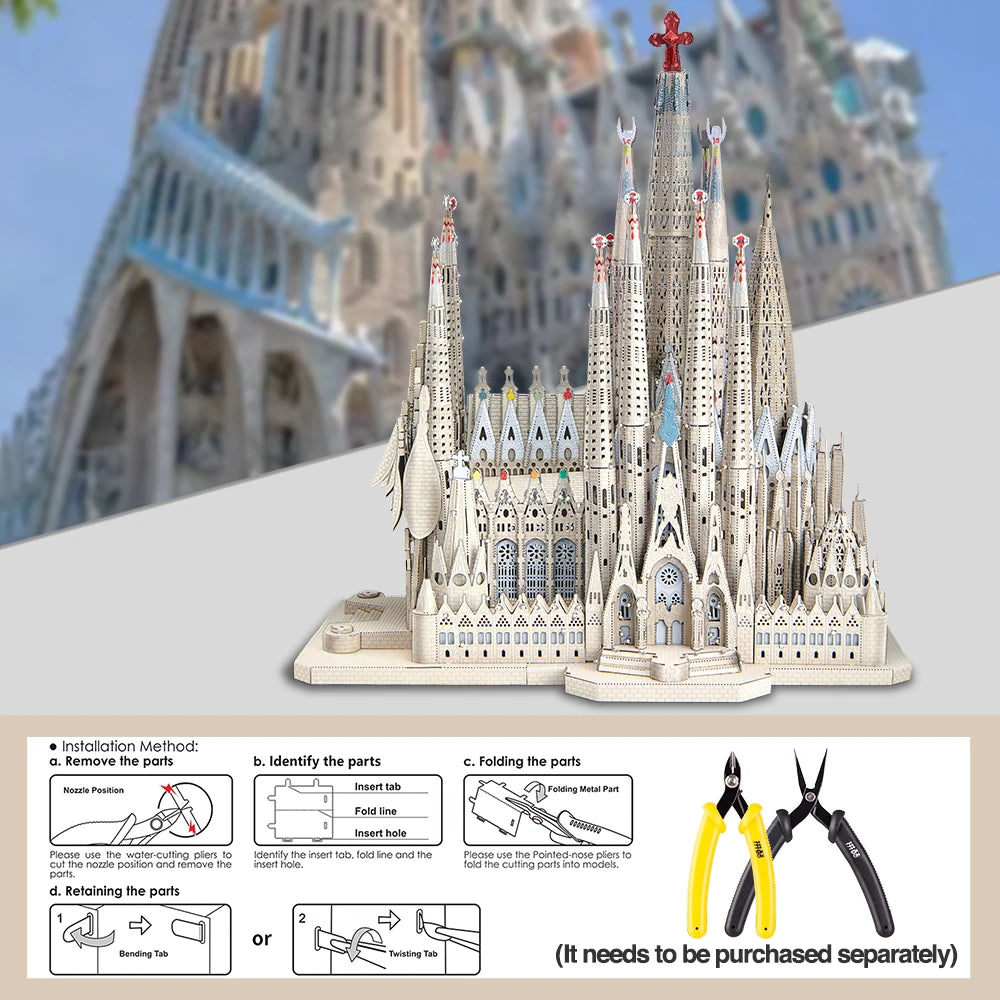 Piececool Model Building Kits La Sagrada Família 3D Metal Puzzles Jigsaw Toy DIY Set for Adult Collection Best Birthday Gifts-EXPROTAS