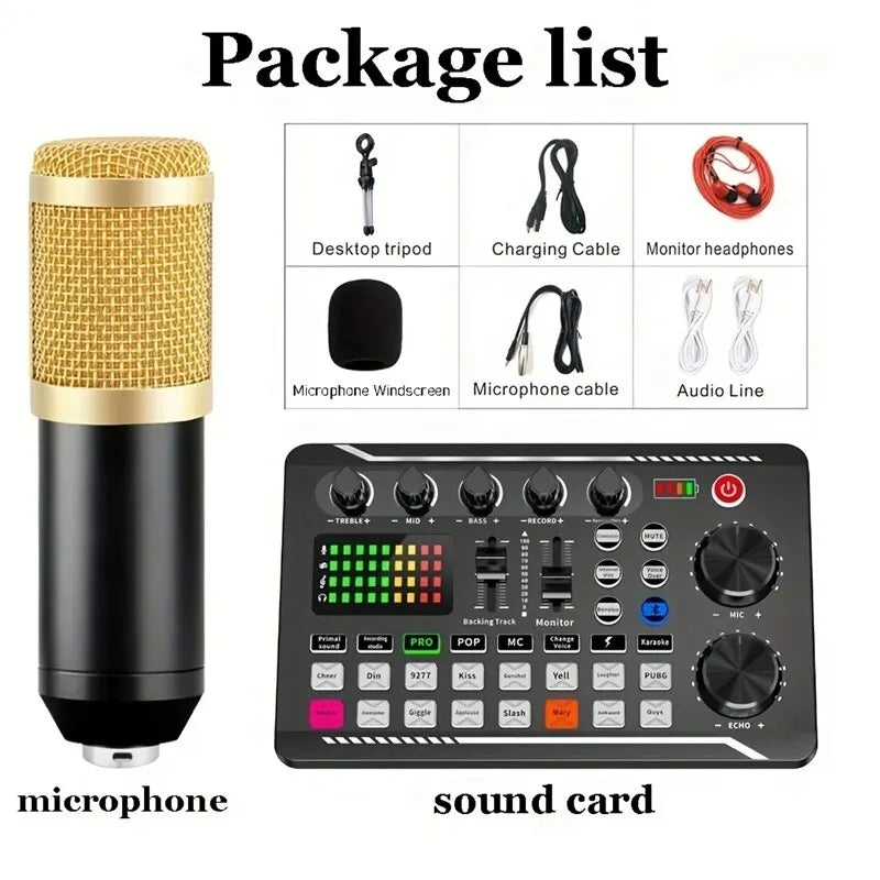 DJ Equipment Microphone Sound Card Console Studio Sound Card Kit Cable Phone Mixing Computer Live Voice Mixer F998 Sound Card-EXPROTAS