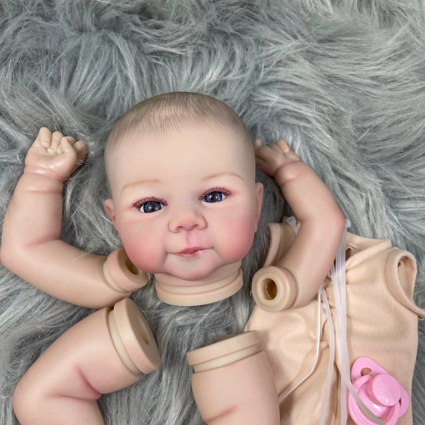 19" Reborn Baby Doll Juliette Finished 3D Painted Skin with Veins Cloth Body