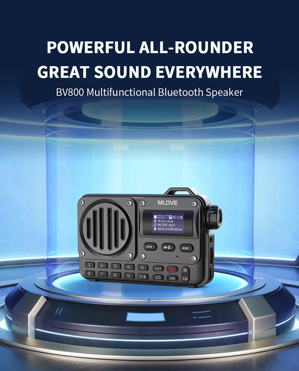 MLOVE BV800 Super-Portable Bluetooth Speaker with FM Radio,LCD Screen Display, Antenna, AUX Input, USB Disk, TF Card, MP3 Player-EXPROTAS
