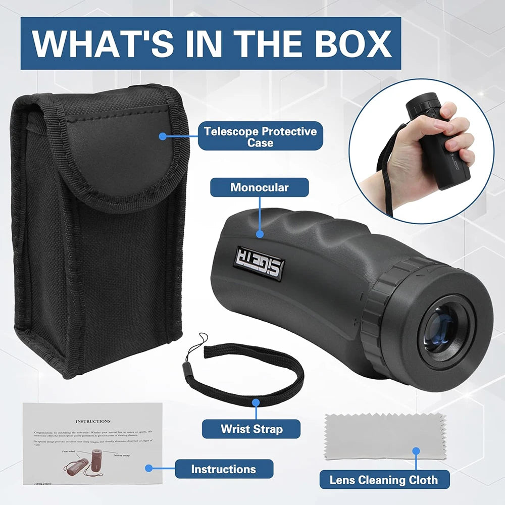 8x25 HD Monocular Telescope Waterproof Pocket Scope Bird Watching Hiking