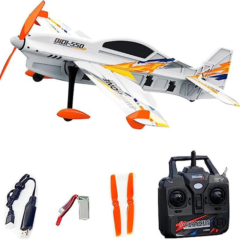 QIDI-550 3D RC Airplane 500mm Wingspan One-Key Hanging Stunt with 6-Axis Gyro Wind Resistant Flight Control RTF Aircraft-EXPROTAS