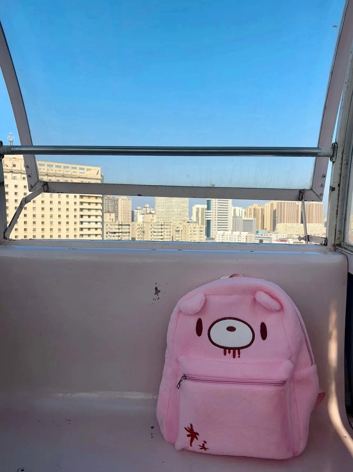 Pink Plush Bear Backpack Cute Doll Bag Kawaii Goth Punk Rucksack