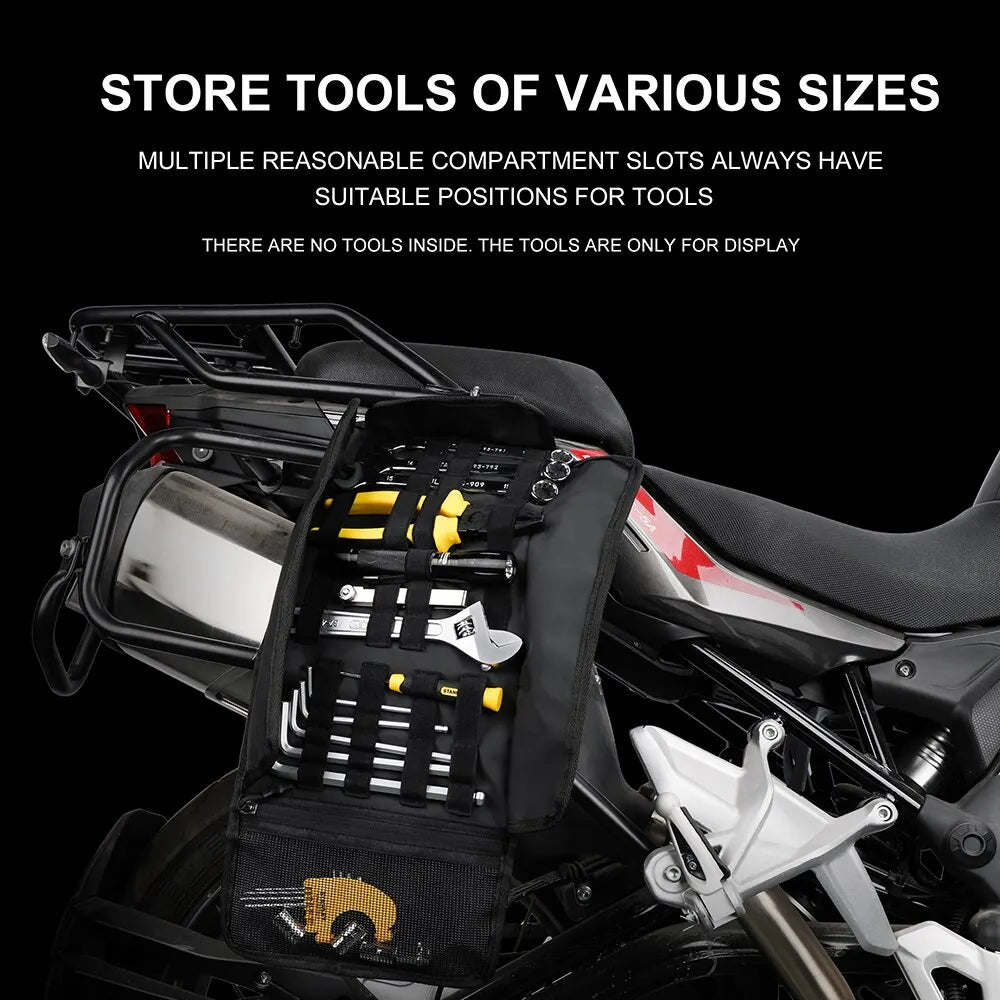 Rhinowalk Motorcycle Tool Roll Bag Portable Motor Saddlebags Side Tool Storage Bag Pouch Outdoor Travel Repair Working Tool-EXPROTAS