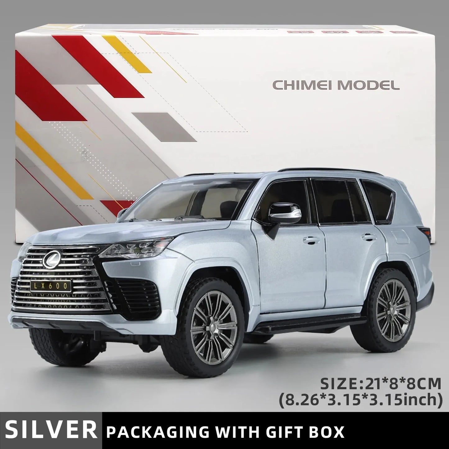 1:24 LX600 Off-Road in Luxury SUV Model Car, Zinc Alloy Pull Back Toy Car with Sound and Light for Kids Boy Girl Gift