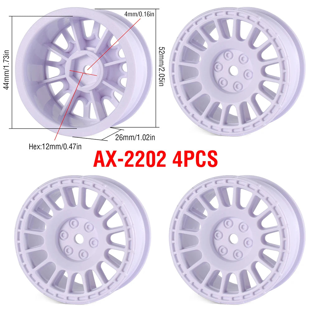 1/10 RC Wheels & Tires Set 12mm Hex On-Road Drift/Rally for Tamiya TT-02 Compatible Chassis